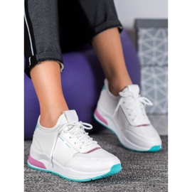 SHELOVET Zapatos atados en cuero ecológico blanco 1