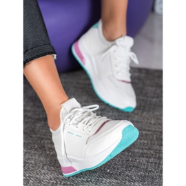 SHELOVET Zapatos atados en cuero ecológico blanco 2