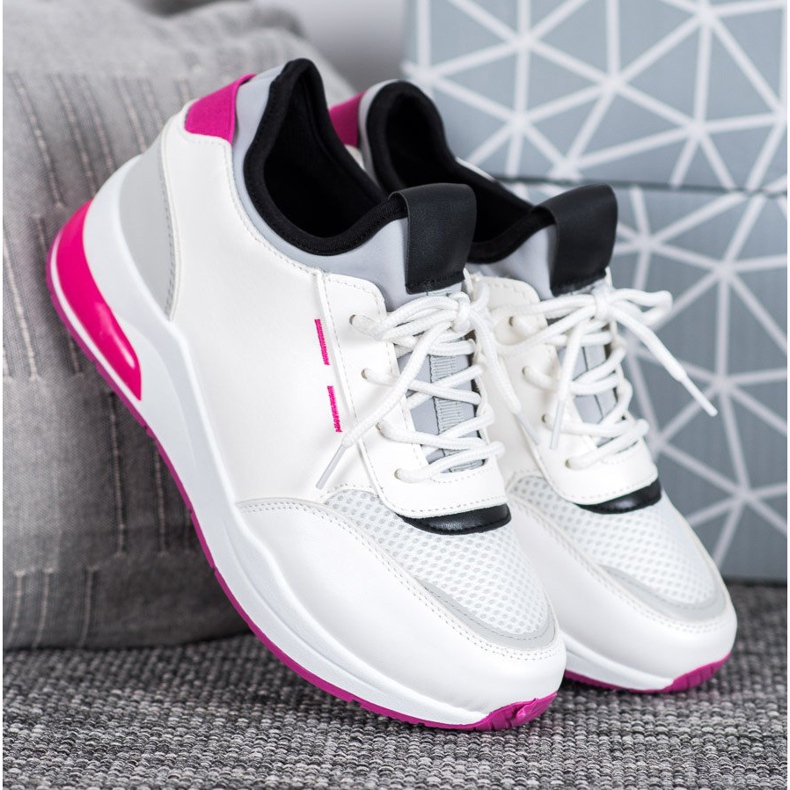 SHELOVET Zapatos atados en cuero ecológico blanco 1