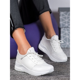 SHELOVET Zapatos atados en cuero ecológico blanco 1