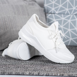 SHELOVET Zapatos atados en cuero ecológico blanco 3
