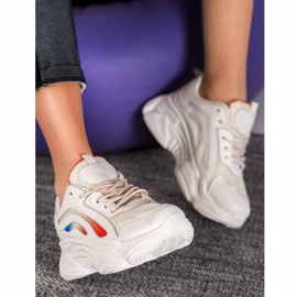 SHELOVET Zapatillas de moda en la plataforma blanco 4