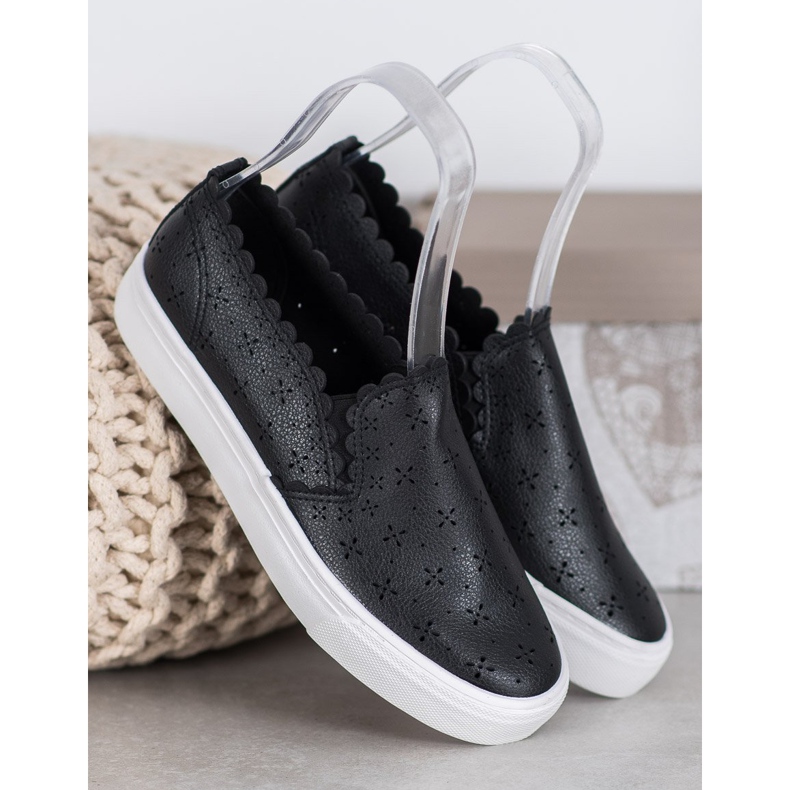 J. Star Zapatillas slip-on de piel ecológica negro 1