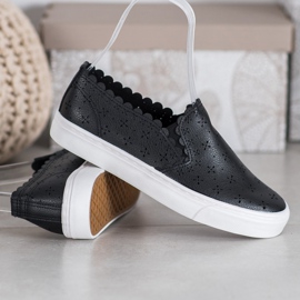 J. Star Zapatillas slip-on de piel ecológica negro 4