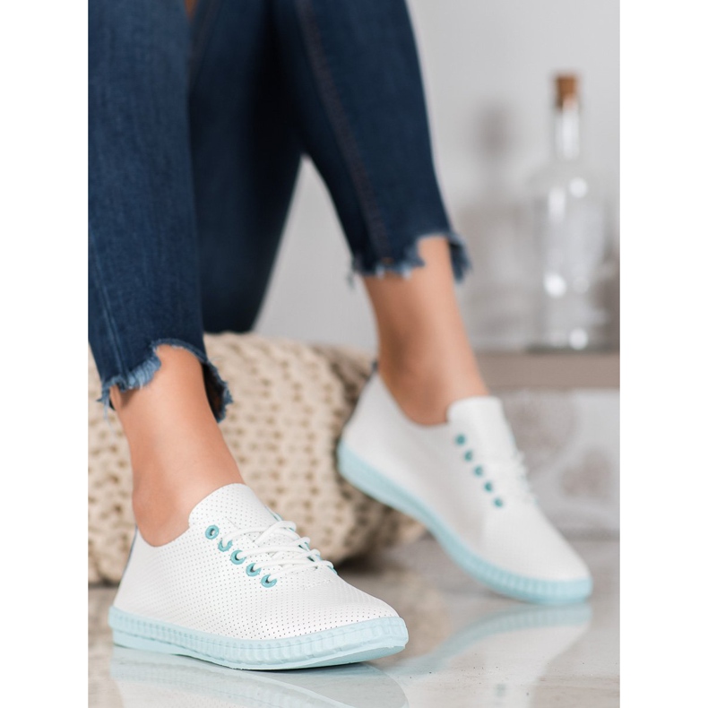 SHELOVET Zapatillas deportivas ligeras caladas blanco 2