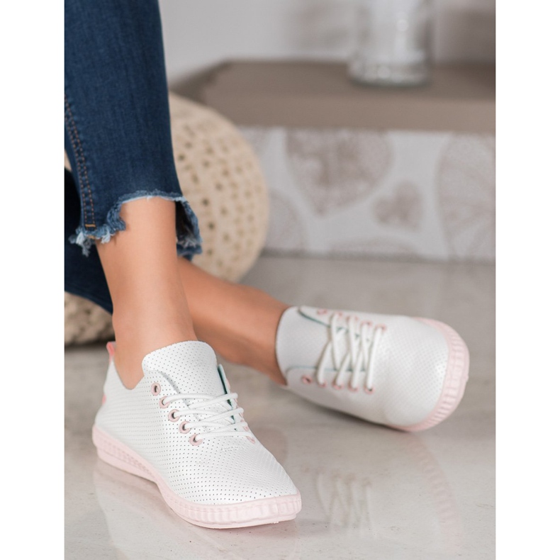 SHELOVET Zapatillas deportivas ligeras caladas blanco 2