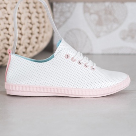 SHELOVET Zapatillas deportivas ligeras caladas blanco 3