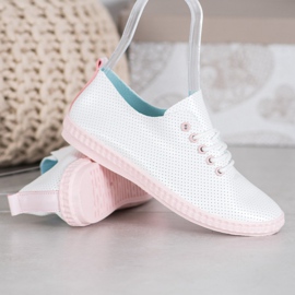 SHELOVET Zapatillas deportivas ligeras caladas blanco 4
