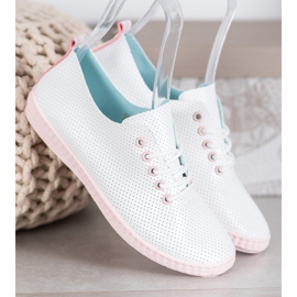 SHELOVET Zapatillas deportivas ligeras caladas blanco 5