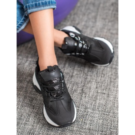 SHELOVET Zapatillas con plataforma y estampado de serpiente negro 1 SHELOVET Zapatillas con plataforma y estampado de serpiente negro 1