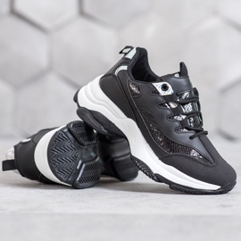 SHELOVET Zapatillas con plataforma y estampado de serpiente negro 2