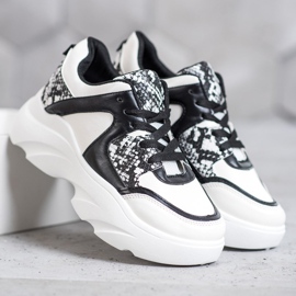 Weide Zapatillas de deporte de cuero ecológico de moda blanco negro 2 Weide Zapatillas de deporte de cuero ecológico de moda blanco negro 2