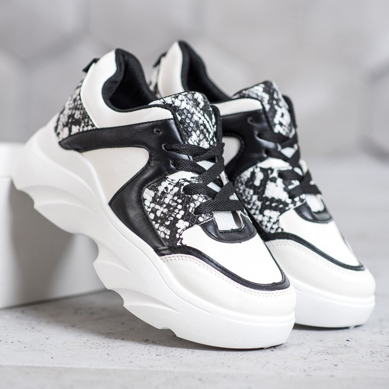 Weide Zapatillas de deporte de cuero ecológico de moda blanco negro 2 Weide Zapatillas de deporte de cuero ecológico de moda blanco negro 2