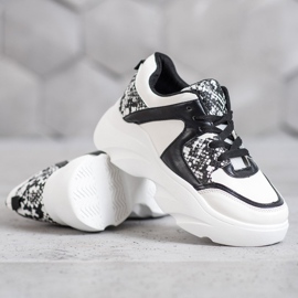 Weide Zapatillas de deporte de cuero ecológico de moda blanco negro 3