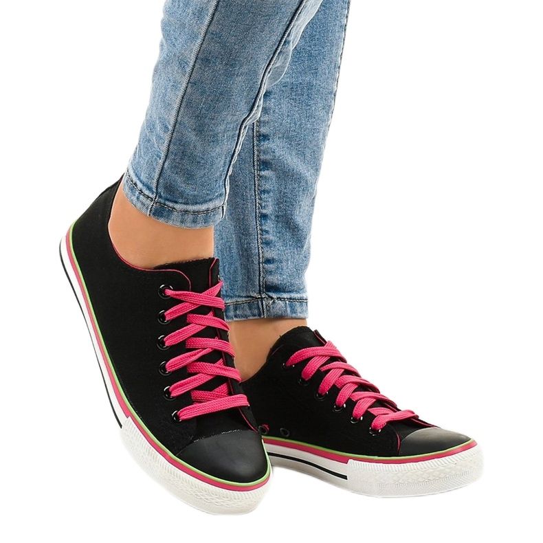 Zapatillas bajas clásicas negras W03 negro verde 2