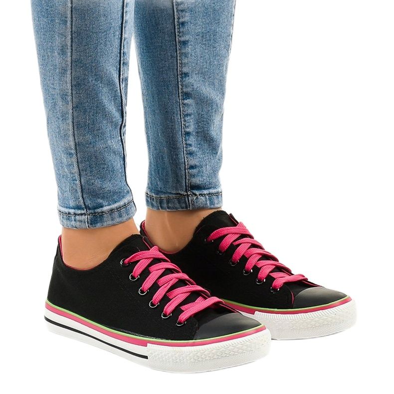 Zapatillas bajas clásicas negras W03 negro verde 1