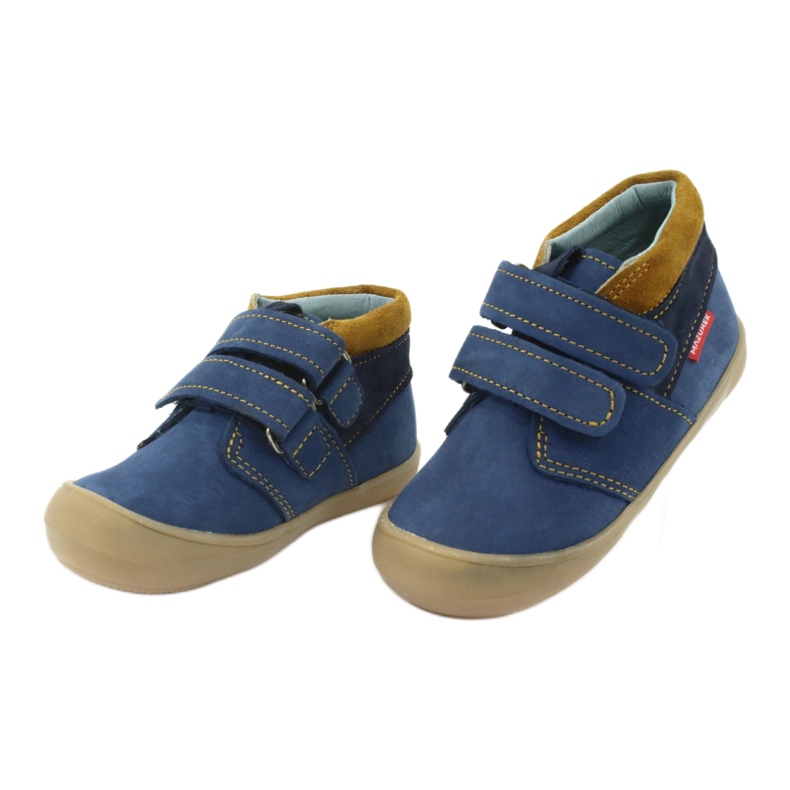 Botas con velcro para niño Mazurek 1355, azul marino/marrón 3