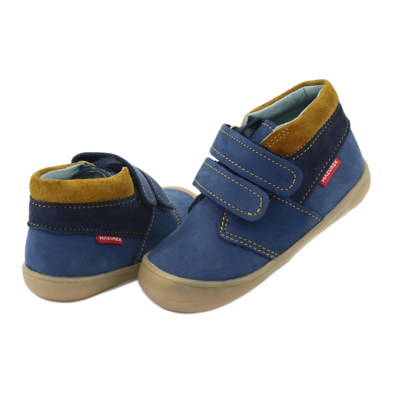 Botas con velcro para niño Mazurek 1355, azul marino/marrón 4