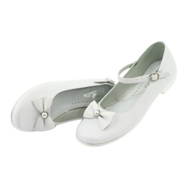 Miko Ballerinas de comunión blanca para niños con un arco 806 blanco 3