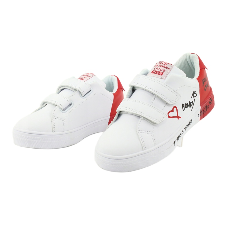 Deportivas velcro blancas y rojas American Club ES05 blanco 3