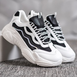 SHELOVET Zapatillas en la plataforma blanco negro 1