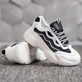 SHELOVET Zapatillas en la plataforma blanco negro 5