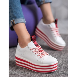 SHELOVET Zapatillas en una plataforma de rayas blanco rojo 4