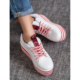 SHELOVET Zapatillas en una plataforma de rayas blanco rojo 5