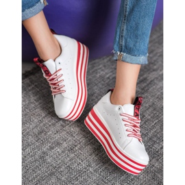 SHELOVET Zapatillas en una plataforma de rayas blanco rojo 1