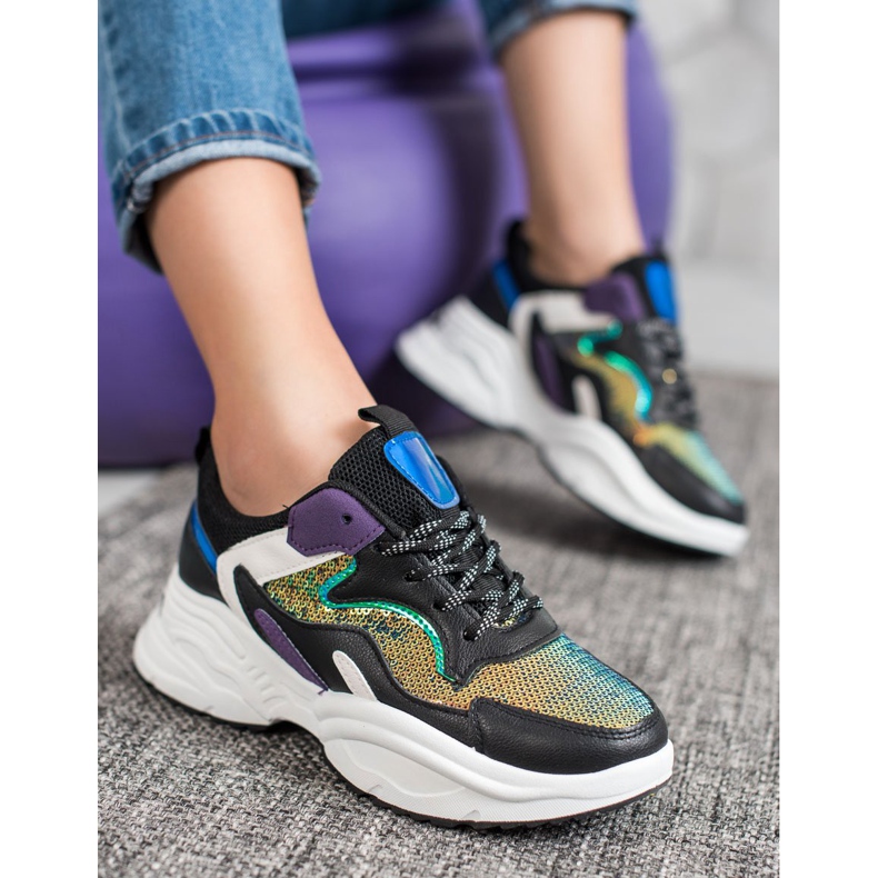 Weide Zapatillas de moda con lentejuelas multicolor 2