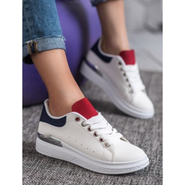 SHELOVET Zapatillas en la plataforma con cuero ecológico blanco 4