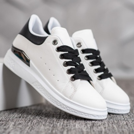 SHELOVET Zapatillas en la plataforma con cuero ecológico blanco 5