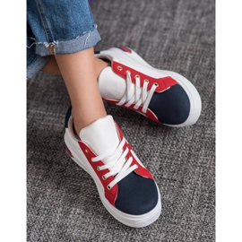 SHELOVET Calzado deportivo de cuero ecológico blanco multicolor 2