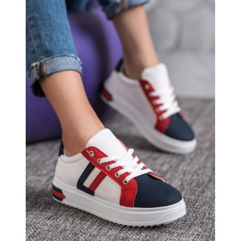 SHELOVET Calzado deportivo de cuero ecológico blanco multicolor 1