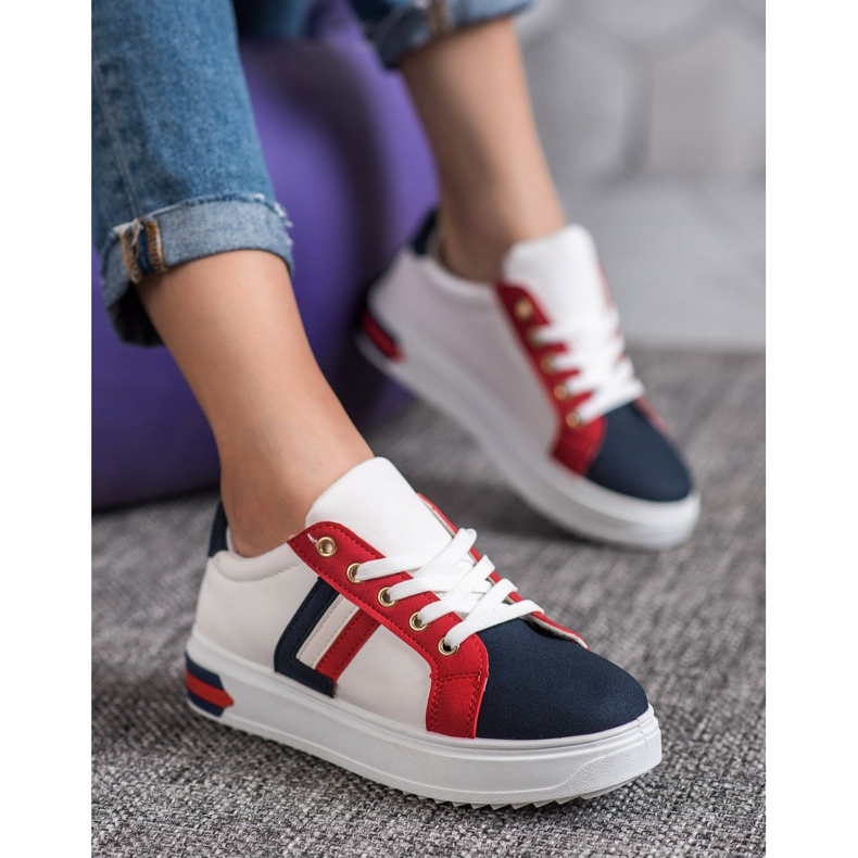 SHELOVET Calzado deportivo de cuero ecológico blanco multicolor 1