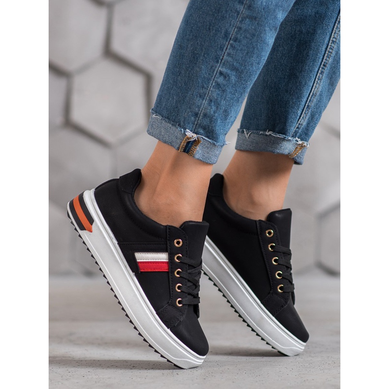 SHELOVET Calzado deportivo de cuero ecológico negro 2