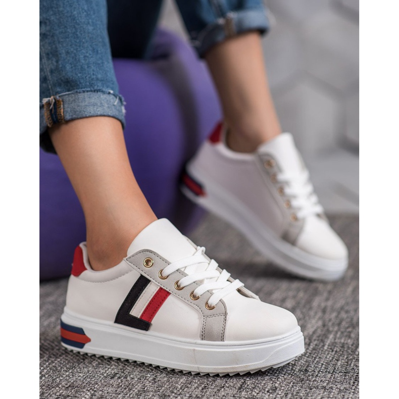 SHELOVET Calzado deportivo de cuero ecológico blanco multicolor 2