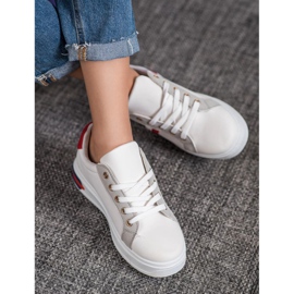 SHELOVET Calzado deportivo de cuero ecológico blanco multicolor 3