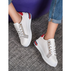 SHELOVET Calzado deportivo de cuero ecológico blanco multicolor 4