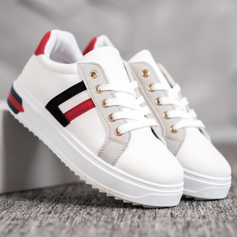 SHELOVET Calzado deportivo de cuero ecológico blanco multicolor 1