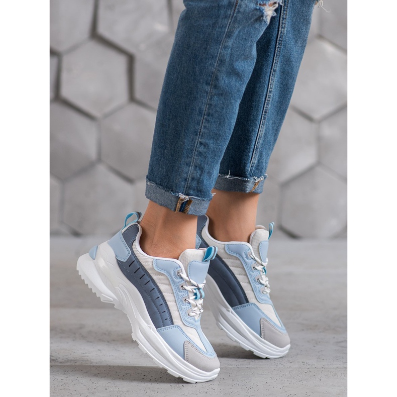 SHELOVET Zapatos de moda en la plataforma azul multicolor 2 SHELOVET Zapatos de moda en la plataforma azul multicolor 2