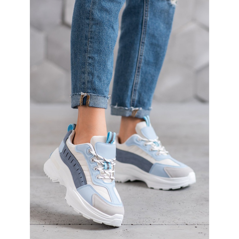 SHELOVET Zapatos de moda en la plataforma azul multicolor 1 SHELOVET Zapatos de moda en la plataforma azul multicolor 1