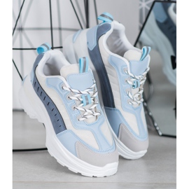 SHELOVET Zapatos de moda en la plataforma azul multicolor 4