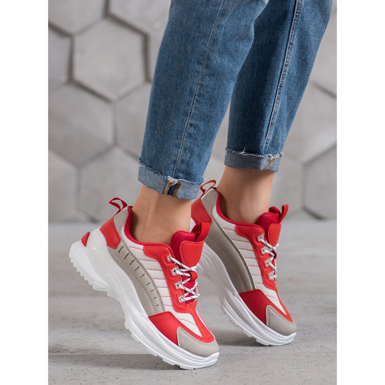 SHELOVET Zapatos de moda en la plataforma rojo multicolor 1