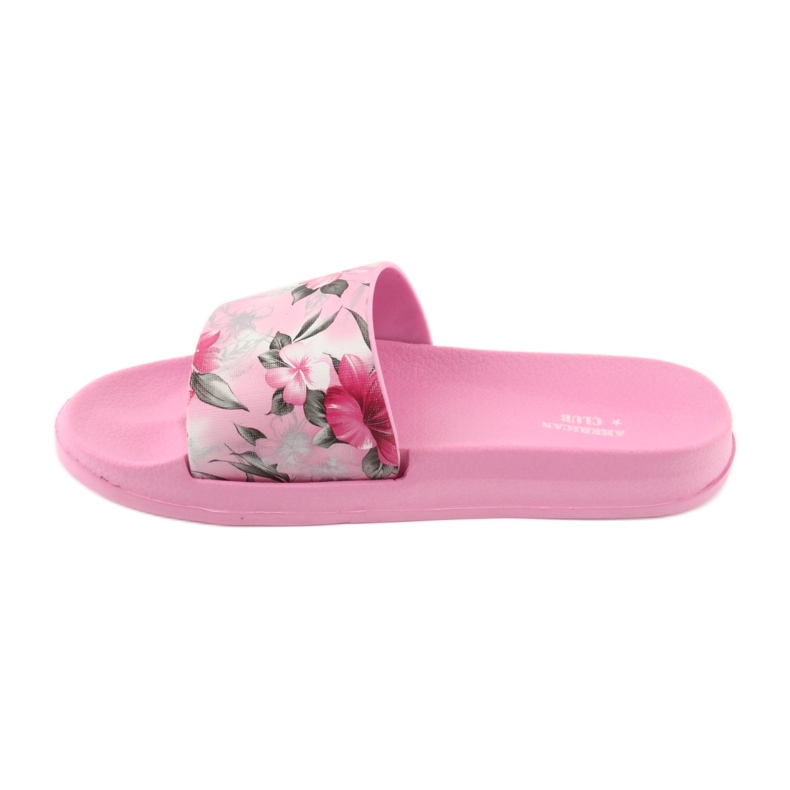 Zapatillas rosa flores perfiladas American Club blanco gris verde 2