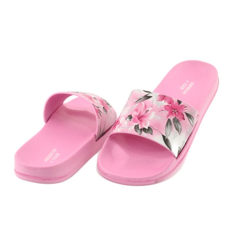 Zapatillas rosa flores perfiladas American Club blanco rosado gris verde 4