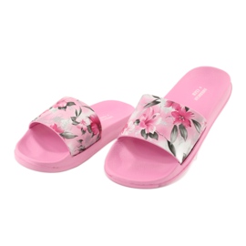 Zapatillas rosa flores perfiladas American Club blanco gris verde 3
