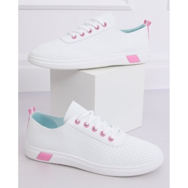 Zapatillas con cordones en blanco y rosa BB77 Fushia rosado 3