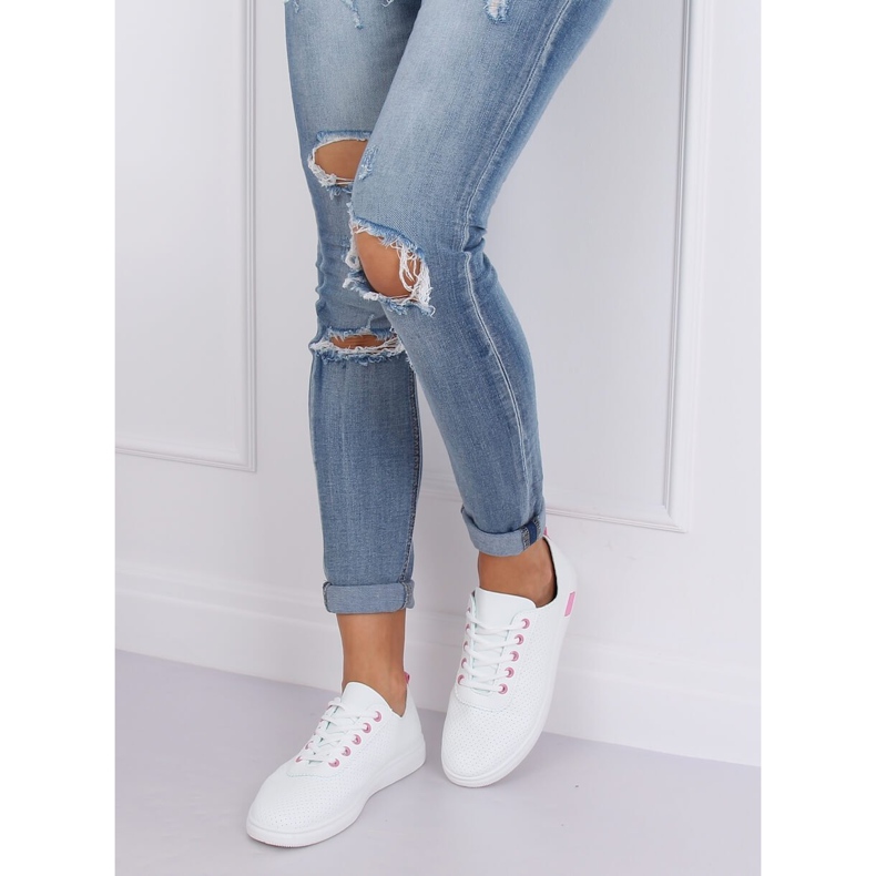 Zapatillas con cordones en blanco y rosa BB77 Fushia rosado 2
