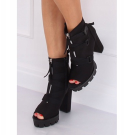 Botas de punta abierta sobre plataforma negra NS123P Black negro 2